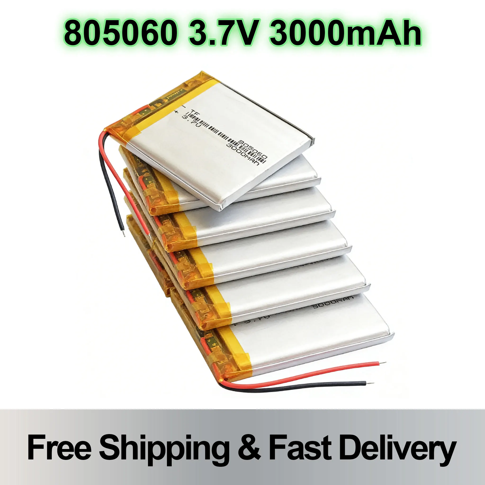

3000mAh 805060 3.7V High Capacity Lithium Polymer Battery Cells for GPS Power Bank Tablet PC PAD PDA Laptop Audio Recorder