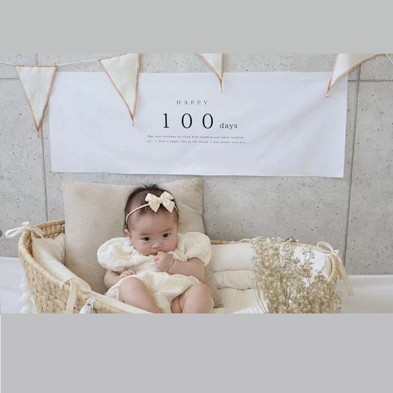 customized Happy 100days Letter Cloth Banner, Children\'s 100th Birthday Flag Party Decoration Background, Photo Props