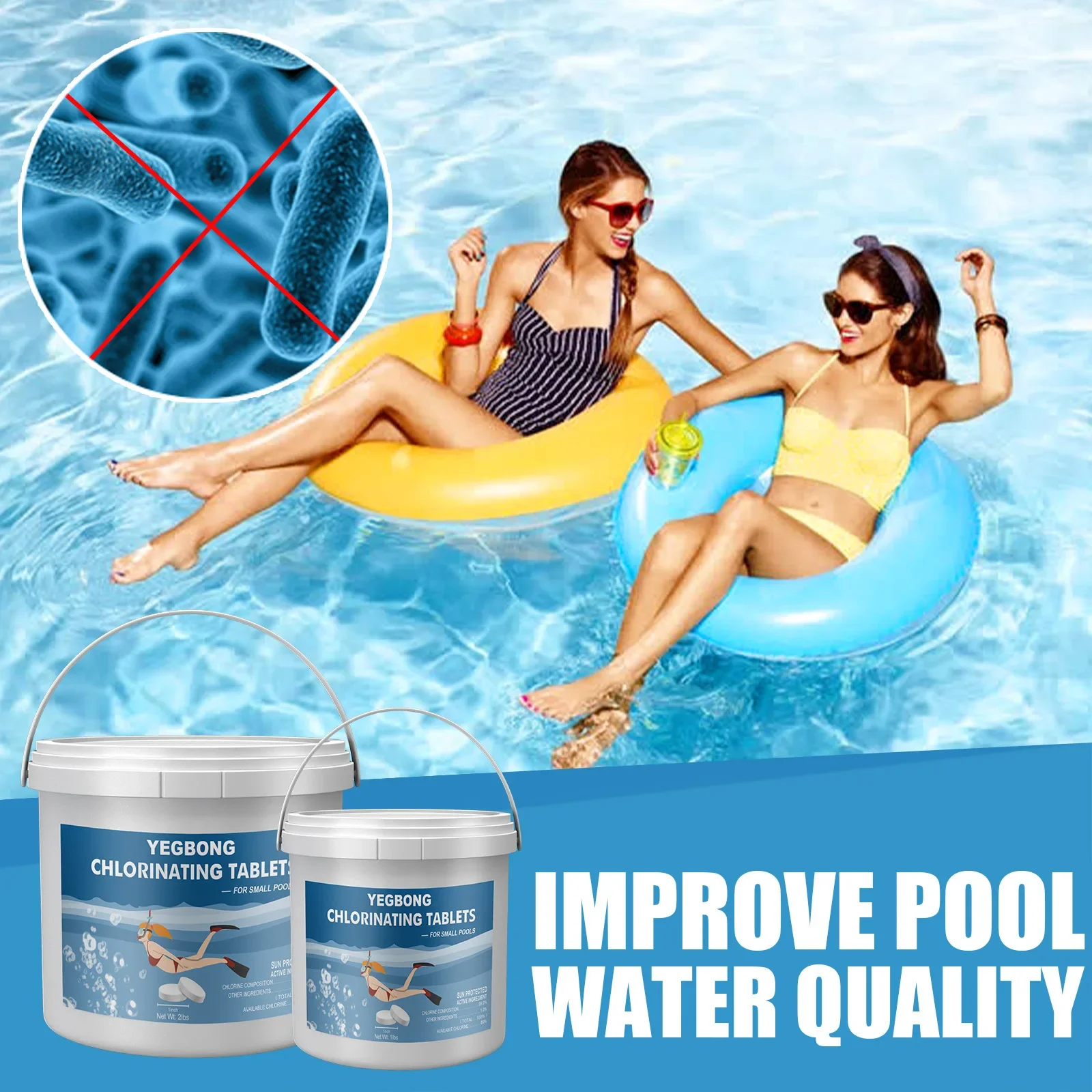 Pool Chlorine Tablets Chlorine Tablets for Hot Tub Plunge Pools and Spas Floating Applicator Floater Cleaner Tool