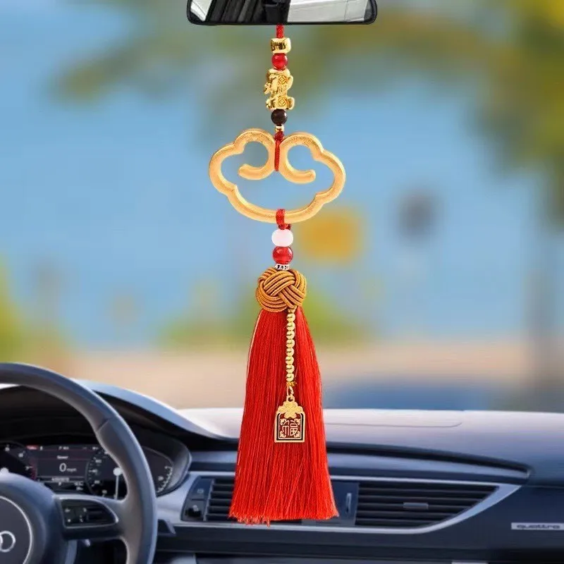 Ruyi Peace Tassel Car Hanging Ornament Rearview Mirror Luxury Interior Pendant