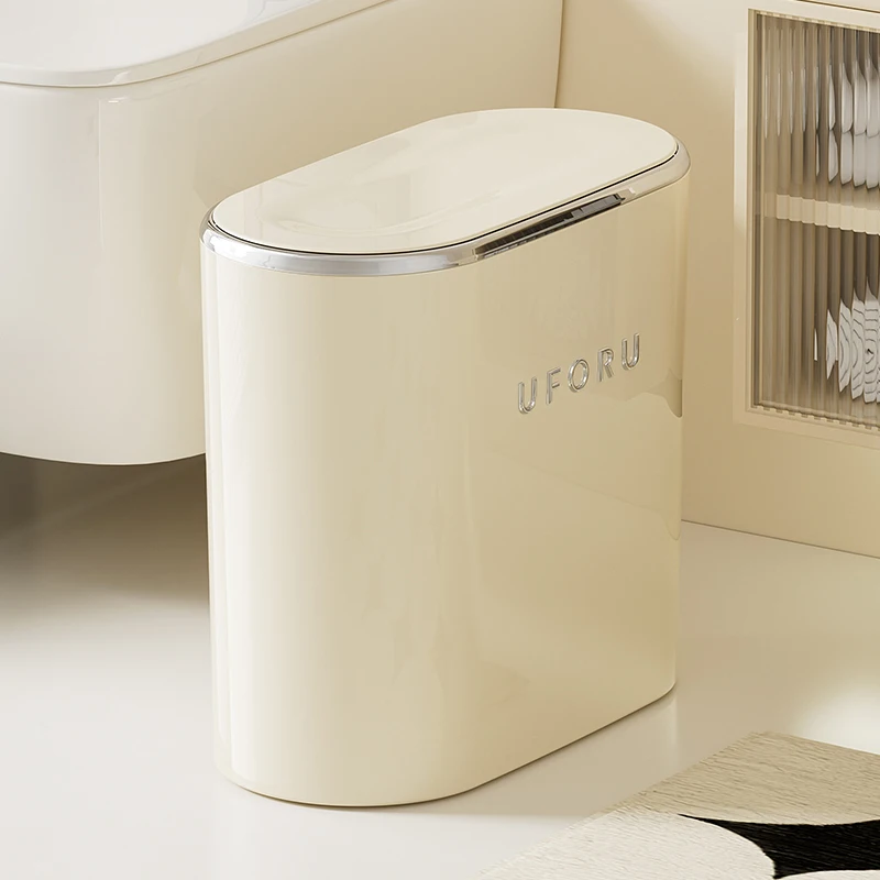 Uforu Mülleimer Haushalt Advanced Sense mit Deckel versiegelt große ovale Pressung Pop Deckel Toilette genäht Mülleimer