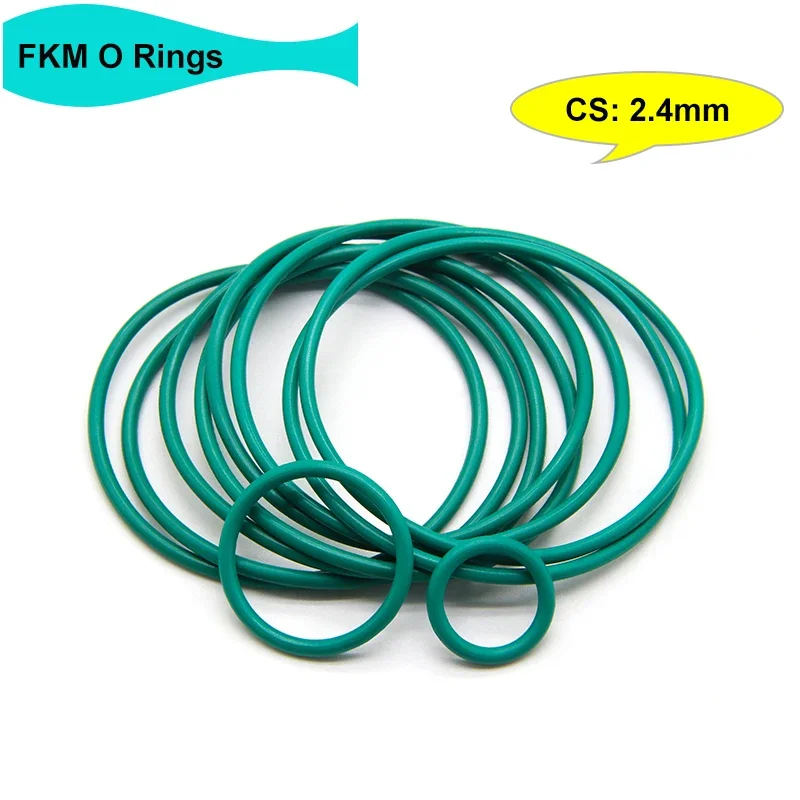 

10/50pcs Green FKM O Ring Sealing Gasket CS 2.4mm OD 8~60mm Oil Resistant High Temperature Resistance Fluorine Rubber Rings