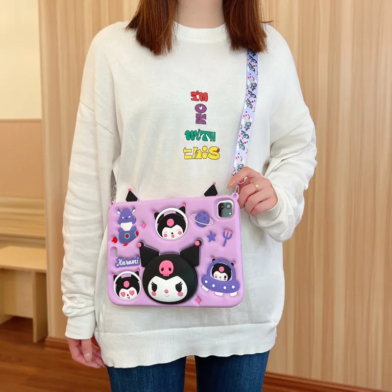 Cartoon 3D Kuromi Bracket Tablet Case For Xiaomi Pad 6 5 Pro 2023 11in Case For Redmi Pad SE 11 inch Silicone Protective Cover