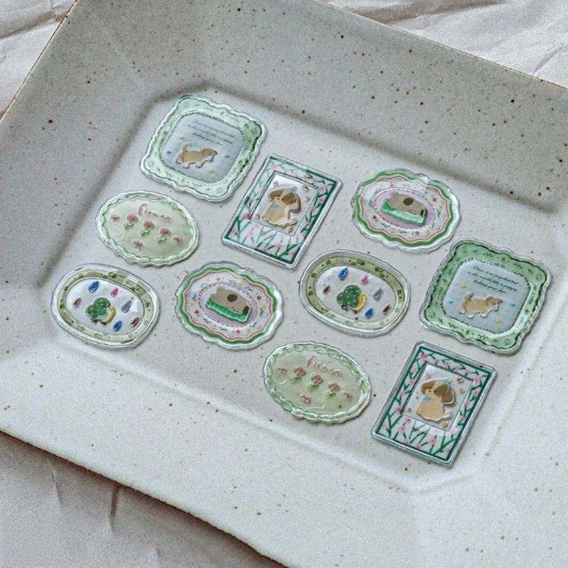 Sweetheart Small Plate Series Vintage Lace Border Landscape Glue Sticker Creative DIY Journal Material Collage Stationery