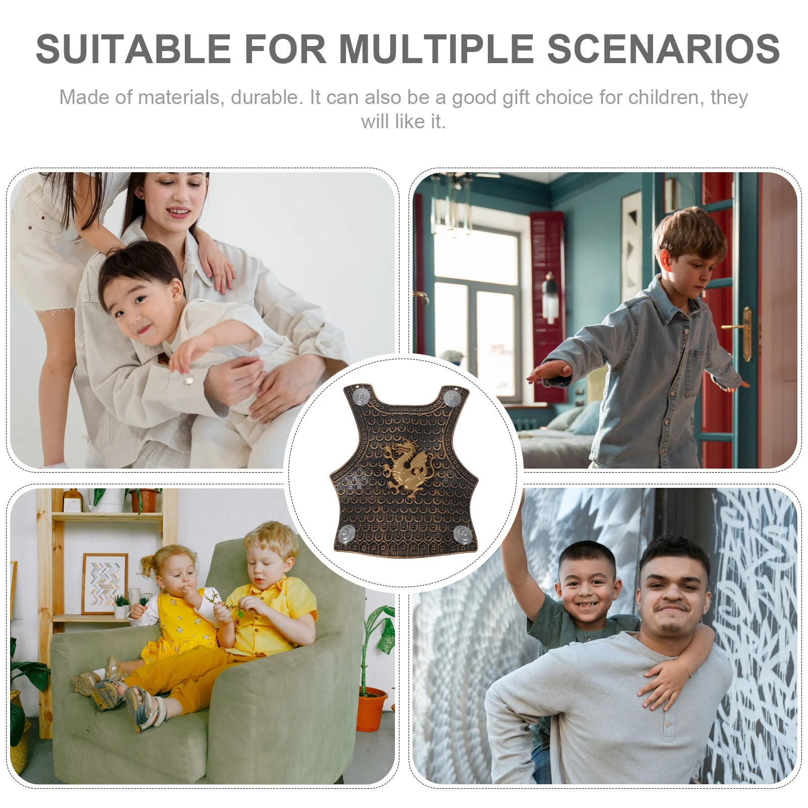 Kit costume cosplay per bambini Armature in plastica Scudo pettorale Gioca a forniture per feste Aspetto realistico durevole e sicuro