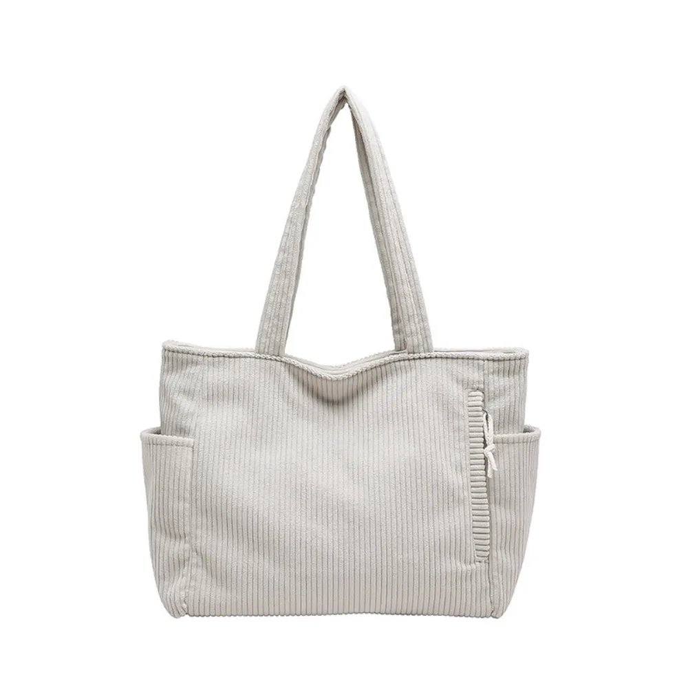 

Large Capacity Casual Corduroy Handbag Solid Color Shoulder Strap Leisure Shoulder Bag Fashion with Zipper Closure