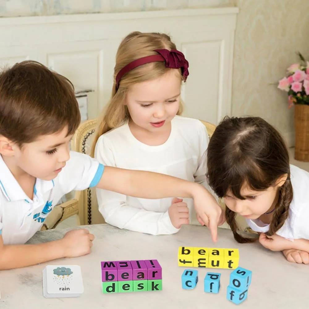 Drewniane kartki edukacyjne do nauki czytania i pisania, gra w pisownię słów, klocki do pisowni liter, puzzle, angielskie słowa, karty, gra w pisownię alfabetu.