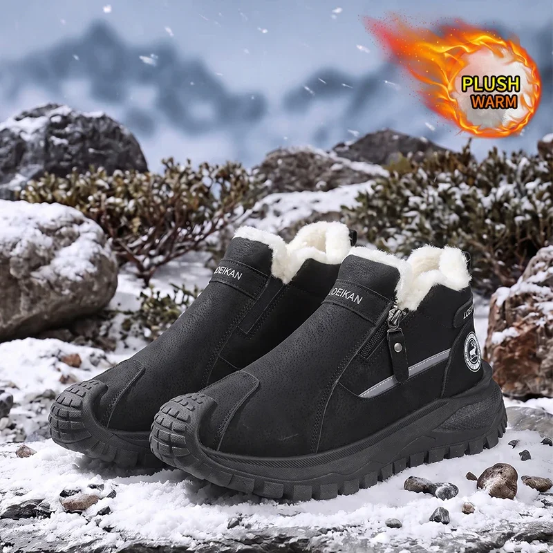 Mehrfarbige Herren-Winterstiefeletten mit seitlichem Reißverschluss und rutschfester Sohle für den täglichen Gebrauch an schneereichen Tagen. – Detail 9