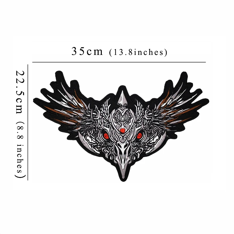 

Red Eye Hell Majestic Eagle for Jacket Back Motorcycle Vest Biker Clothes Embroidery Patch Accessories Iron On Size 35*22CM