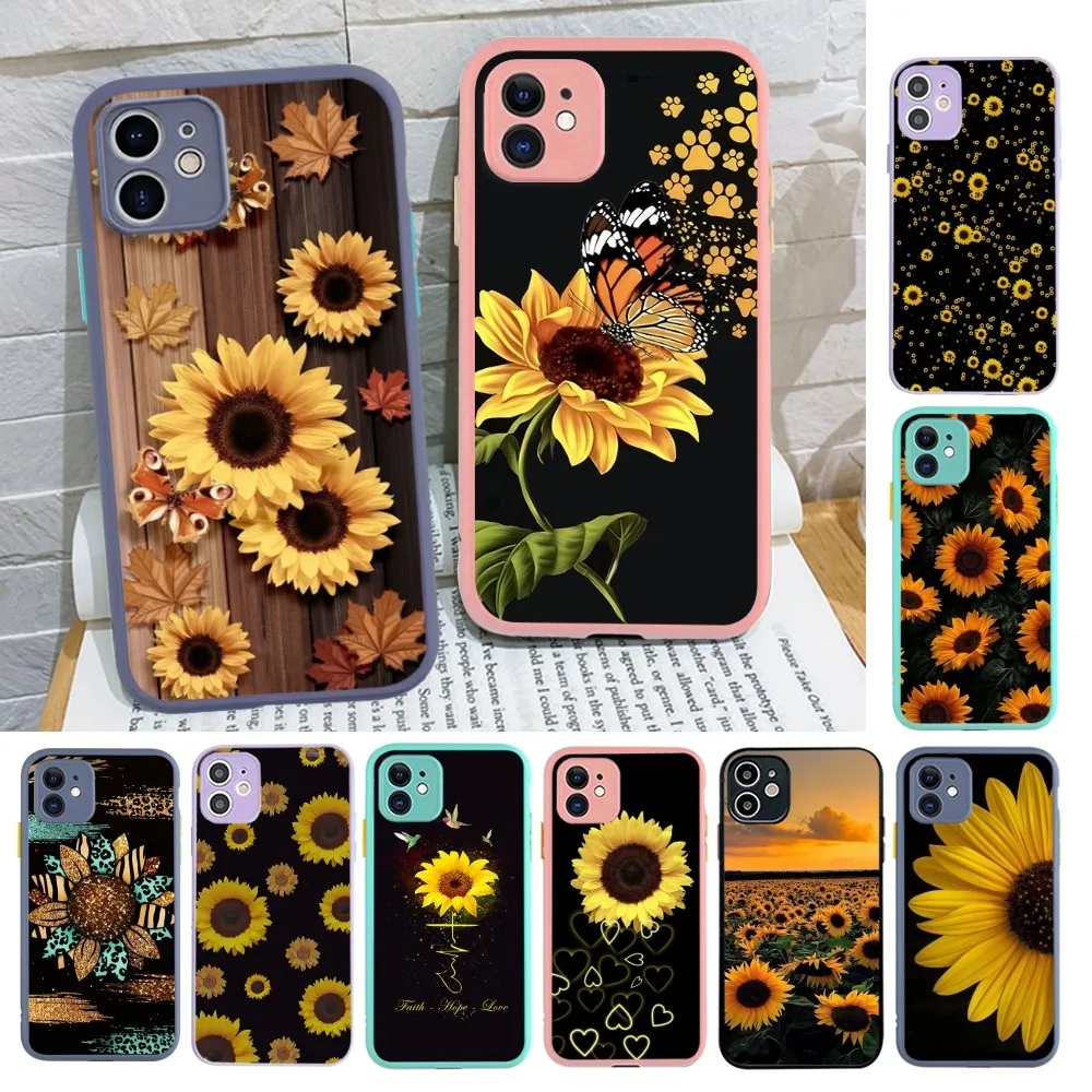 

Beautiful Flower sunflower Phone Case For iPhone 14 X XR XS 7 8 Plus 11 12 13 pro MAX 13mini Matte Shockproof Case