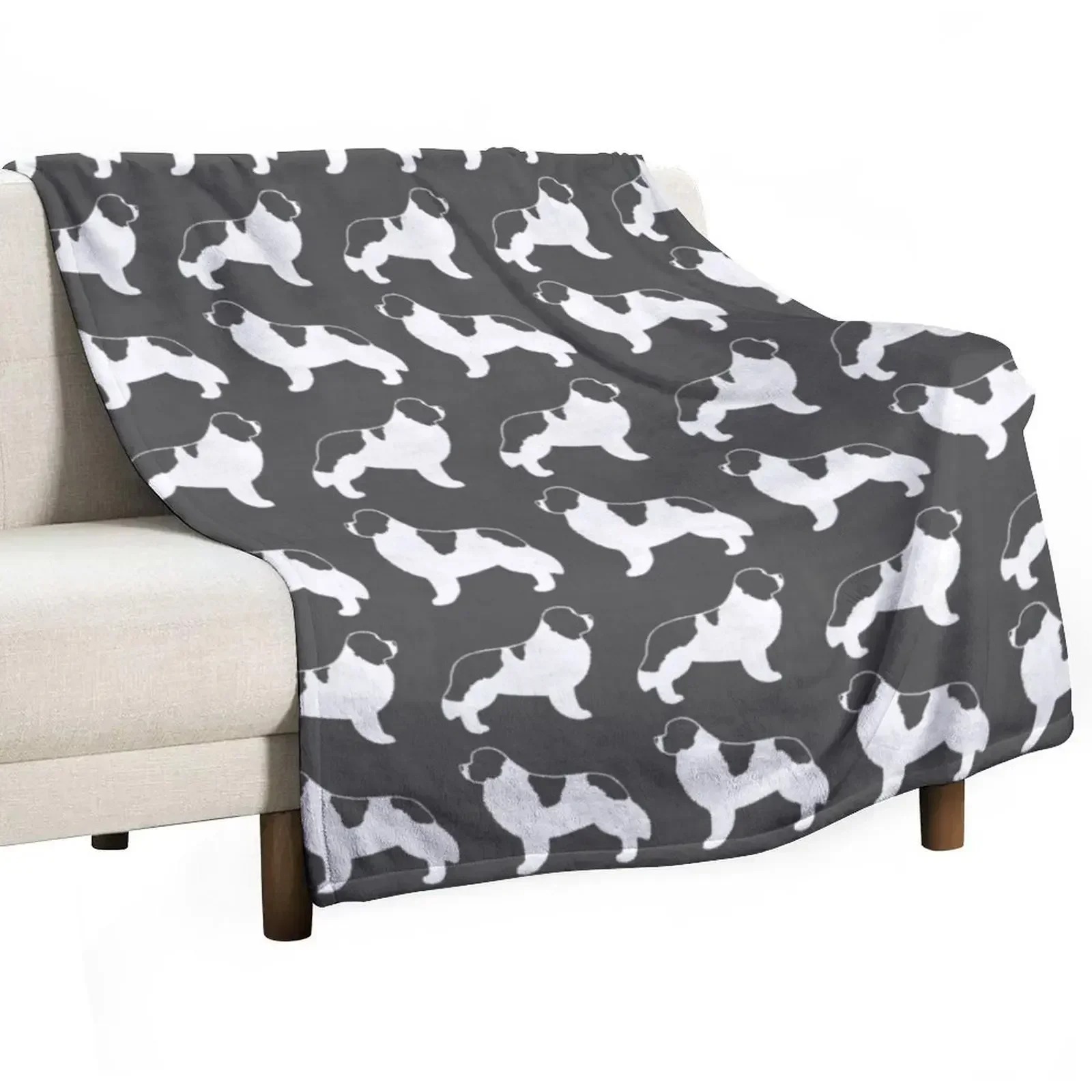 Newfoundland Landseer Dog Breed Silhouette(s) Throw Blanket Decoratives Travel Softest Decorative Sofa Blankets