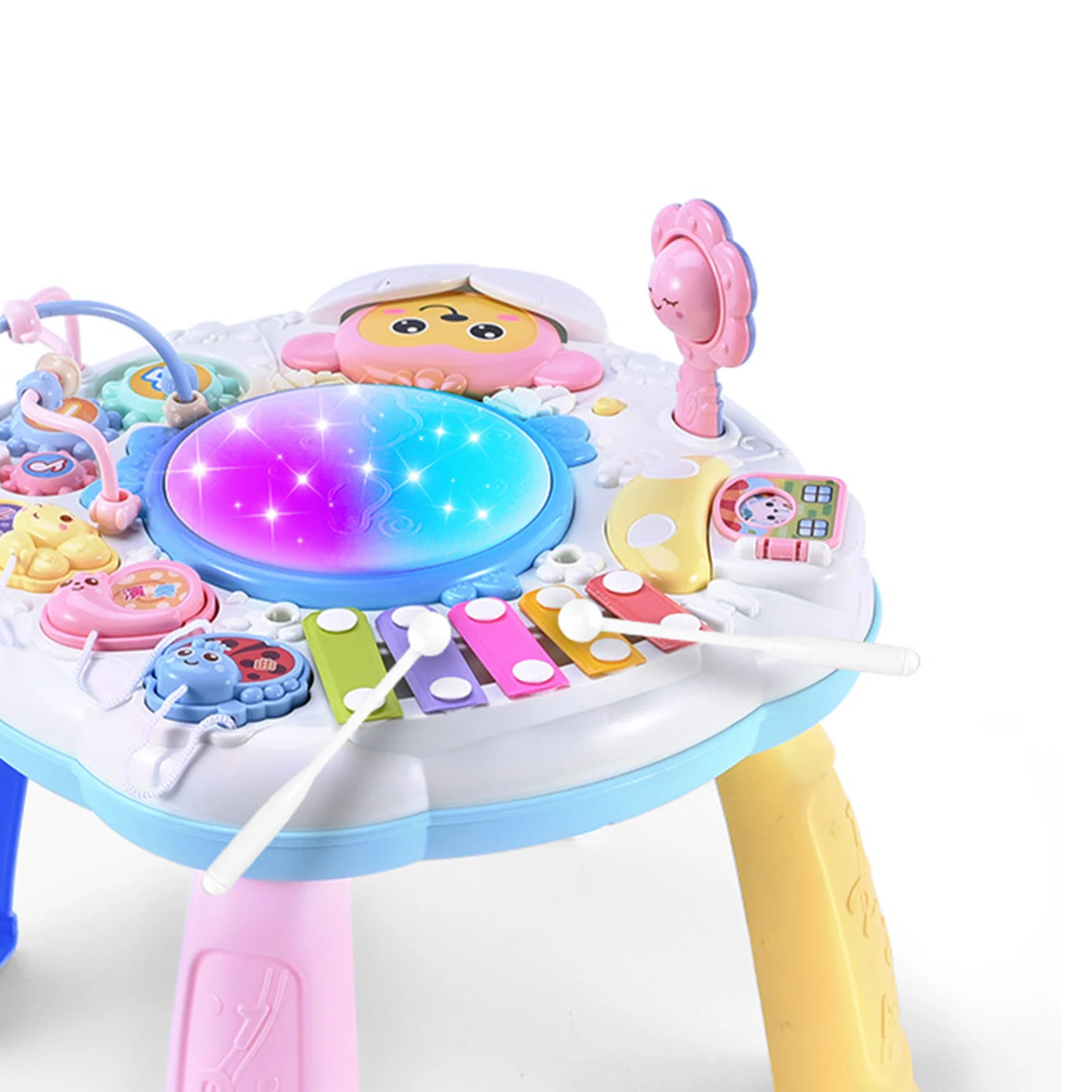 Multi-função Iluminação Musical Learning Table for Kids, brinquedos educativos do bebê, luz sonora, controlador, presente de aniversário