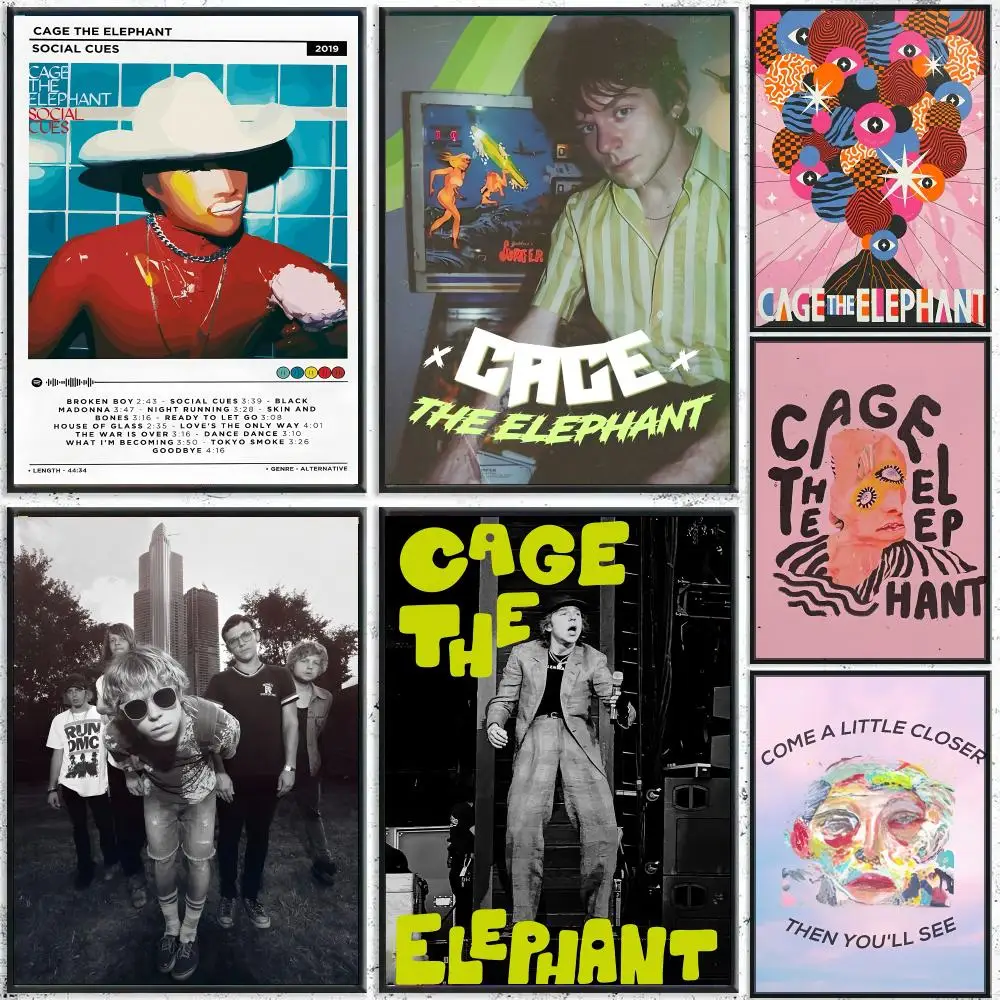 Pop Rock Band Cage The Elephant Poster Perfect Sticker Self Adhesive for Office Home Theater Wall Art Decor Fancy Gift