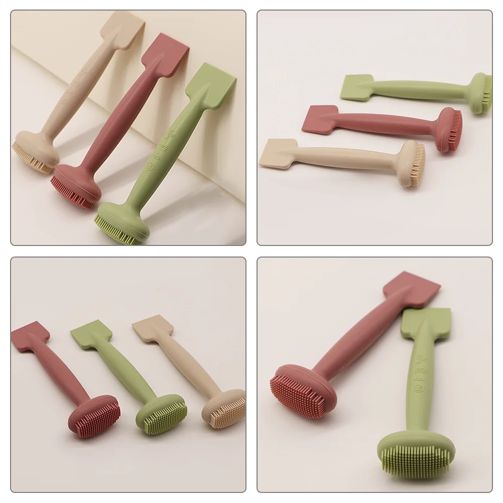 แปรงซิลิโคนขัดหน้า 3 ชิ้น หัวแปรงยืดหยุ่น อ่อนโยนต่อผิว ใช้งานง่าย ครอบคลุมพื้นที่ที่เข้าถึงยาก เช่น รอบดวงตา จมูก คิ้ว