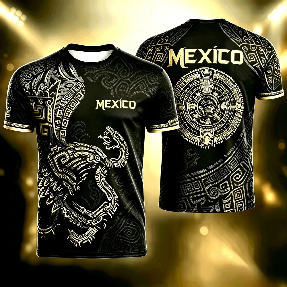 Summer Mexico Print T Shirt for Men Funny 3D Eagle Pattern Tees Football Sports Kids Fashion Print Casual Women Short Sleeve