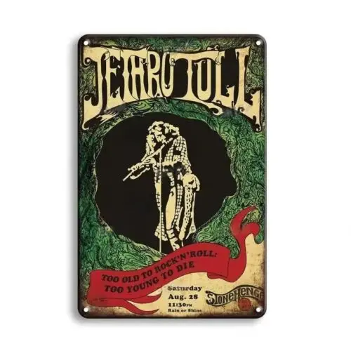 Placa de Metal Retrô Jethro Tull para Decoração de Parede de Caverna Masculina, Arte de Banda de Rock, Pôster de Concerto