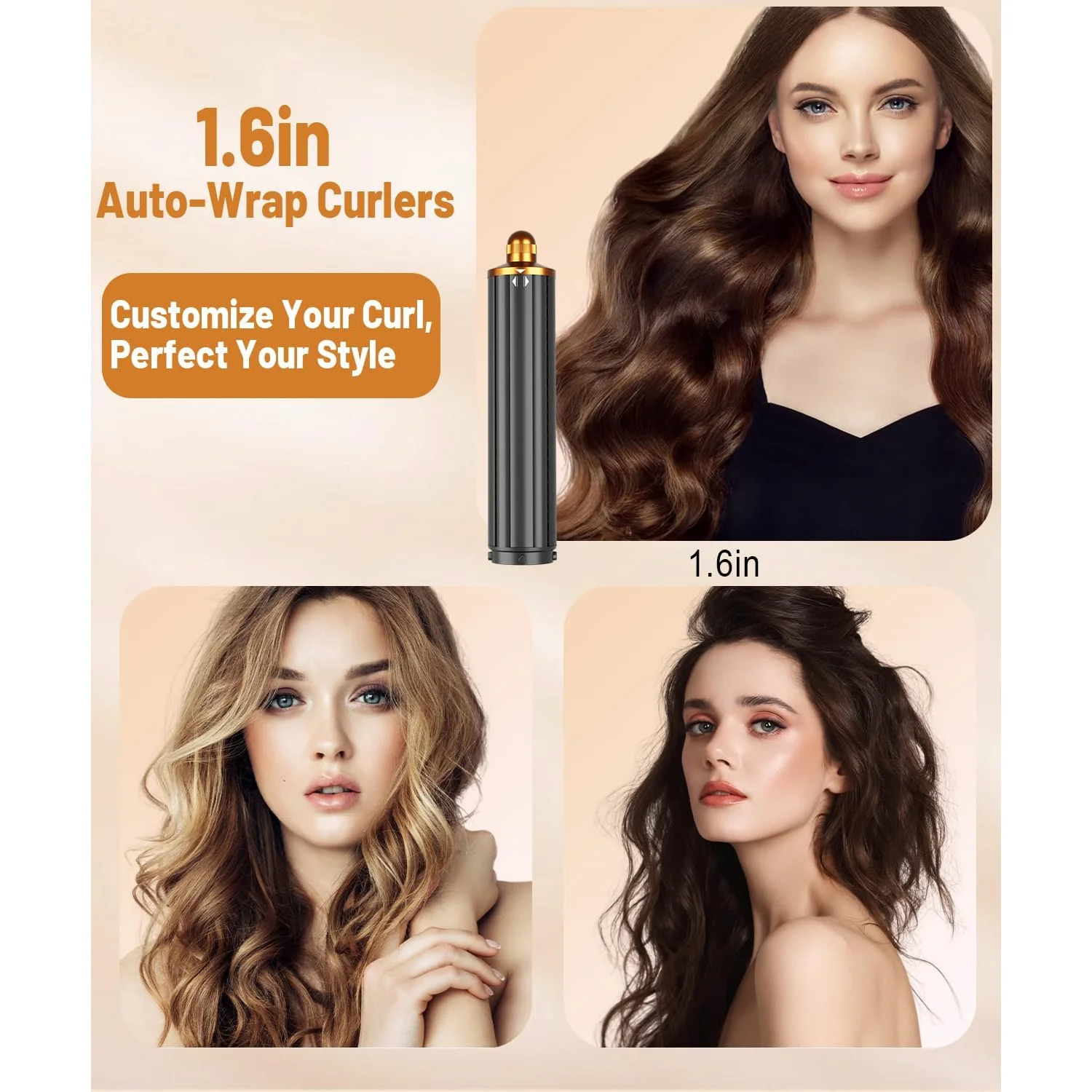 برميل تجعيد ذهبي 40 مم لمصفف الشعر الطويل Airwrap HS01/HS05 مرفق بديل قطعة واحدة