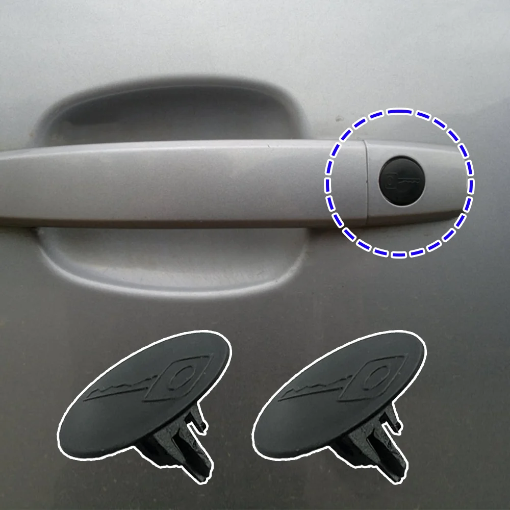 2Pcs For Ford Focus II III Hatchback 2004 2005 2006 2007 2008 - 2018 Door Handle Lock Barrel Key Hole Cap Plug Cover Clip Black