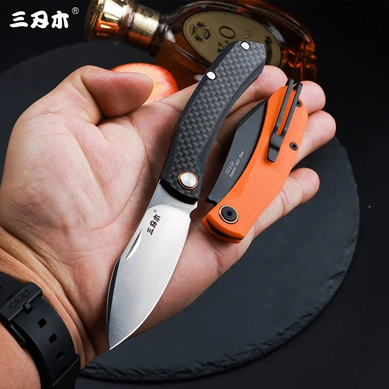 SANRENMU 7315 12C27 Blade Pocket Folding Knife Outdoor Camping CutFruit Hunting Portable Personality EDC Rescue Tool Knives 2024