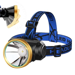 Portable LED Headlamp Rechargeable Powerful Head-Mounted Flashlight Waterproof Outdoor Fishing Hiking Camping Running Headlight