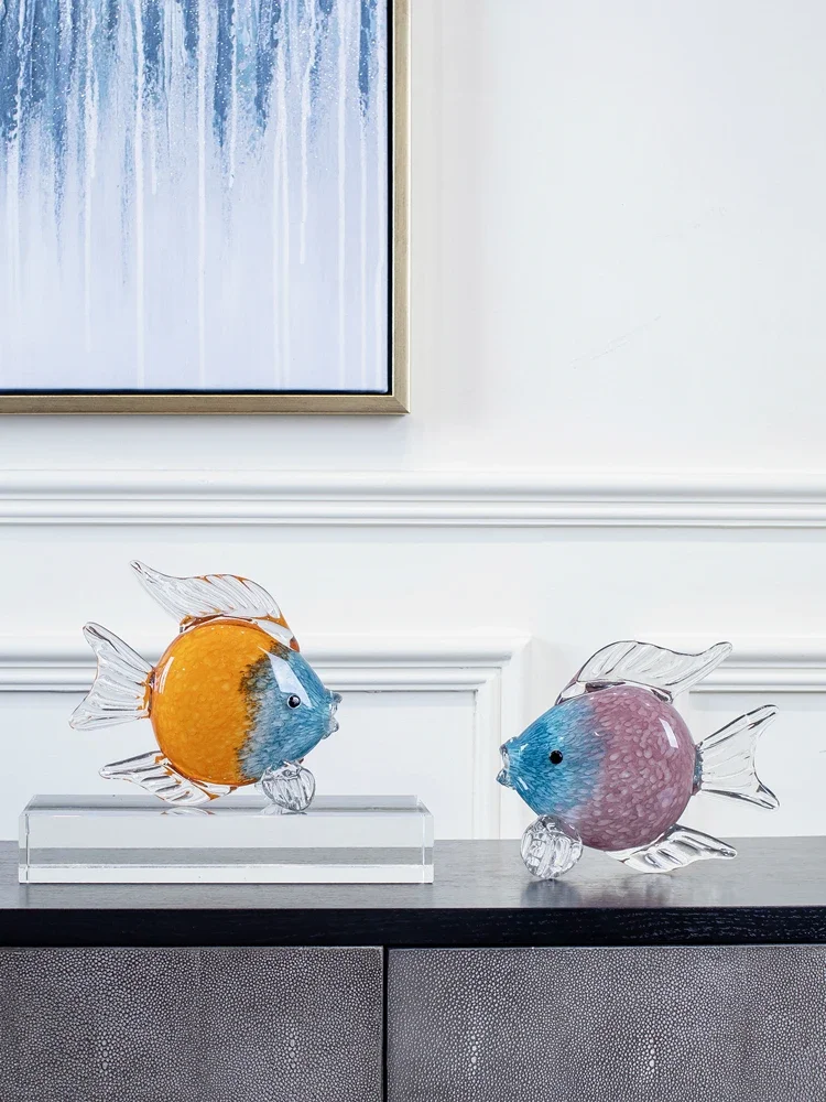 

Light luxury glazed fish ornaments, living room desktop TV cabinet wine cabinet, entrance, home accessories, advanced decoration