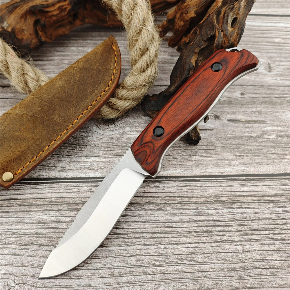 BM 15002 Saddle Mountain Fixed Blade Knife CPM-S30V Blade Wood Handle Tacticla Hunting Knives Self Defense Camping Tools