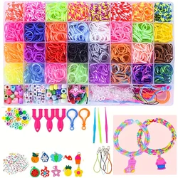 2800pcs + 32 색상 40 그리드 박스 룸 밴드 매력 후크 다채로운 고무 밴드 팔찌 키트 룸 밴드 팔찌 만들기 키트