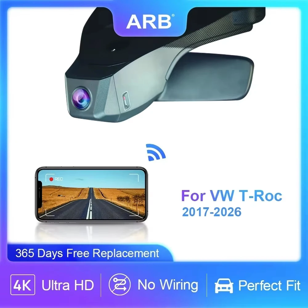 Dash Camera for Volkswagen VW T Roc 2017 - 2026, ARB OEM Factory Look Video Recorder WIFI Connect