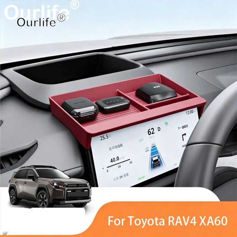Storage items behind the ETC storage box screen on the instrument panel For Toyota RAV4 XA60 Wildlander 2026 2027