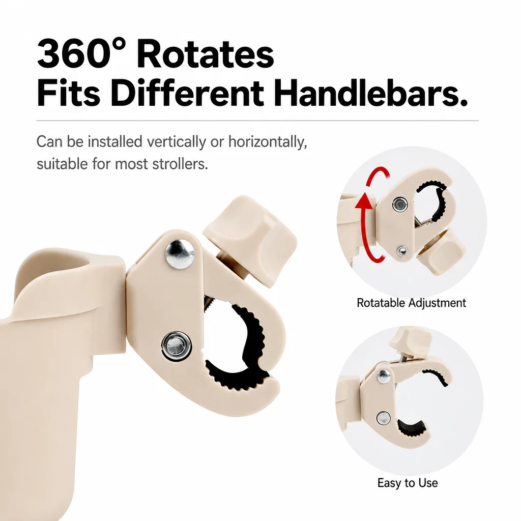 Portavasos universal 2 en 1 para cochecito con soporte para teléfono, portabotellas universal para accesorios de silla de ruedas y cochecito