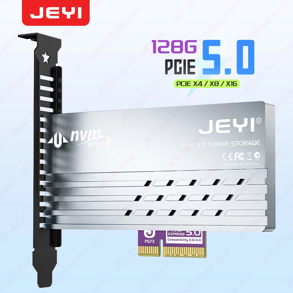 

JEYI PCIe 5.0 to M.2 NVMe Adapter Card, PCIE X4/X8/X16 to M2 SSD Coverter with Aluminum Heatsink for Gen5 SSDs 128Gbps PCIe 5.0