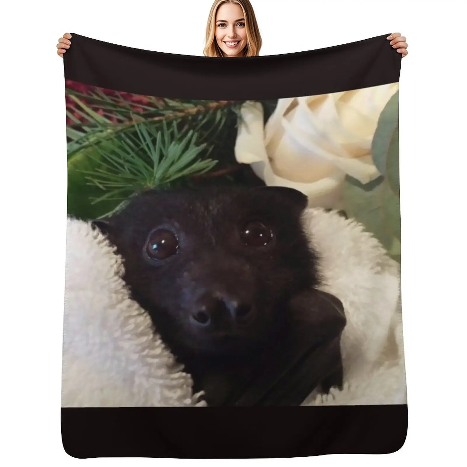Baby Larry Black Flying Fox Bat. Throw Blanket Stuffeds Thins Flannels Hairy Loose Thin Blankets