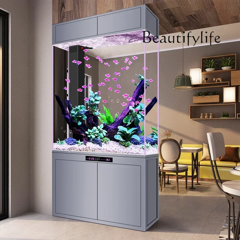 

qw НОВЫЙ резервуар для золотых рыбок с нижним фильтром N, гостиная, бытовая перегородка от пола до потолка, экологический умный аквариум без водыqw