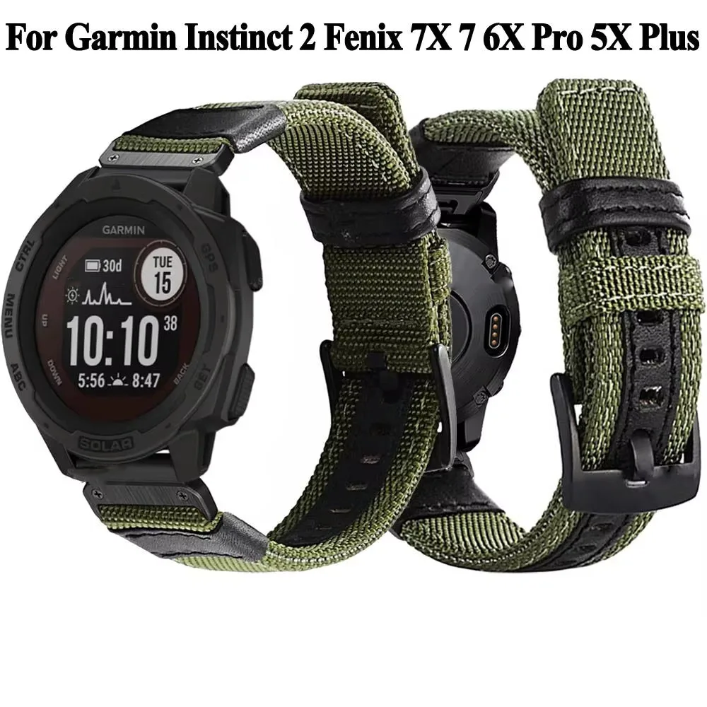 

Quickfit 22mm 26mm Braided Canvas Smart Watch Strap For Garmin Epix Gen 2 Fenix 8X 8 7X 7 6X 6 5X Plus Instinct Bracelets Bands