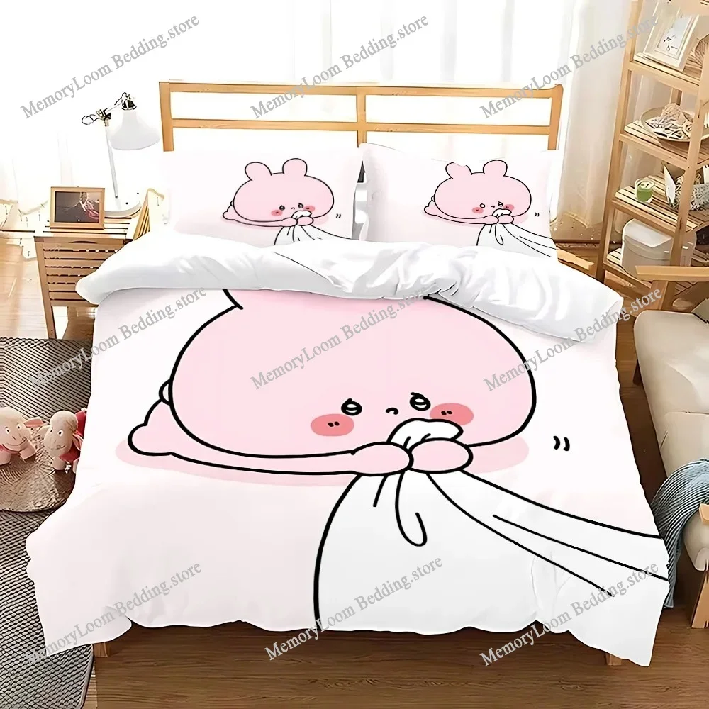 Asleep Cute Asamimi Square Bedding Sets Quilt Bed Cover Comforter Duvet Cover Pillow Case Sets Kids Adult Bedroom Decoration
