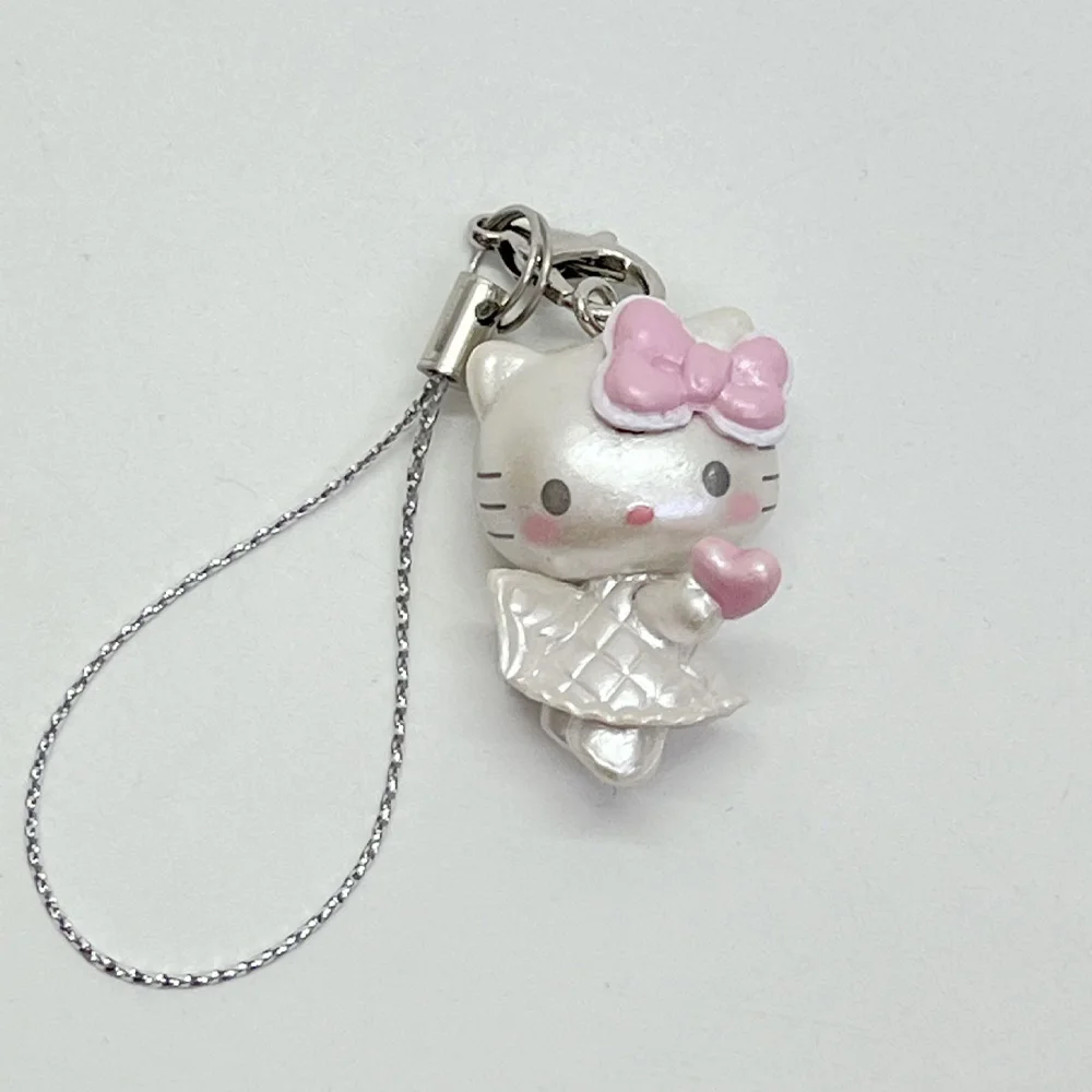 Cute 3D Hello Kitty Phone Charm Keychain Kawaii Wedding Leopard Print KT Cat Pendant Bag Hanging Ornament Girl Birthday Gift view 3