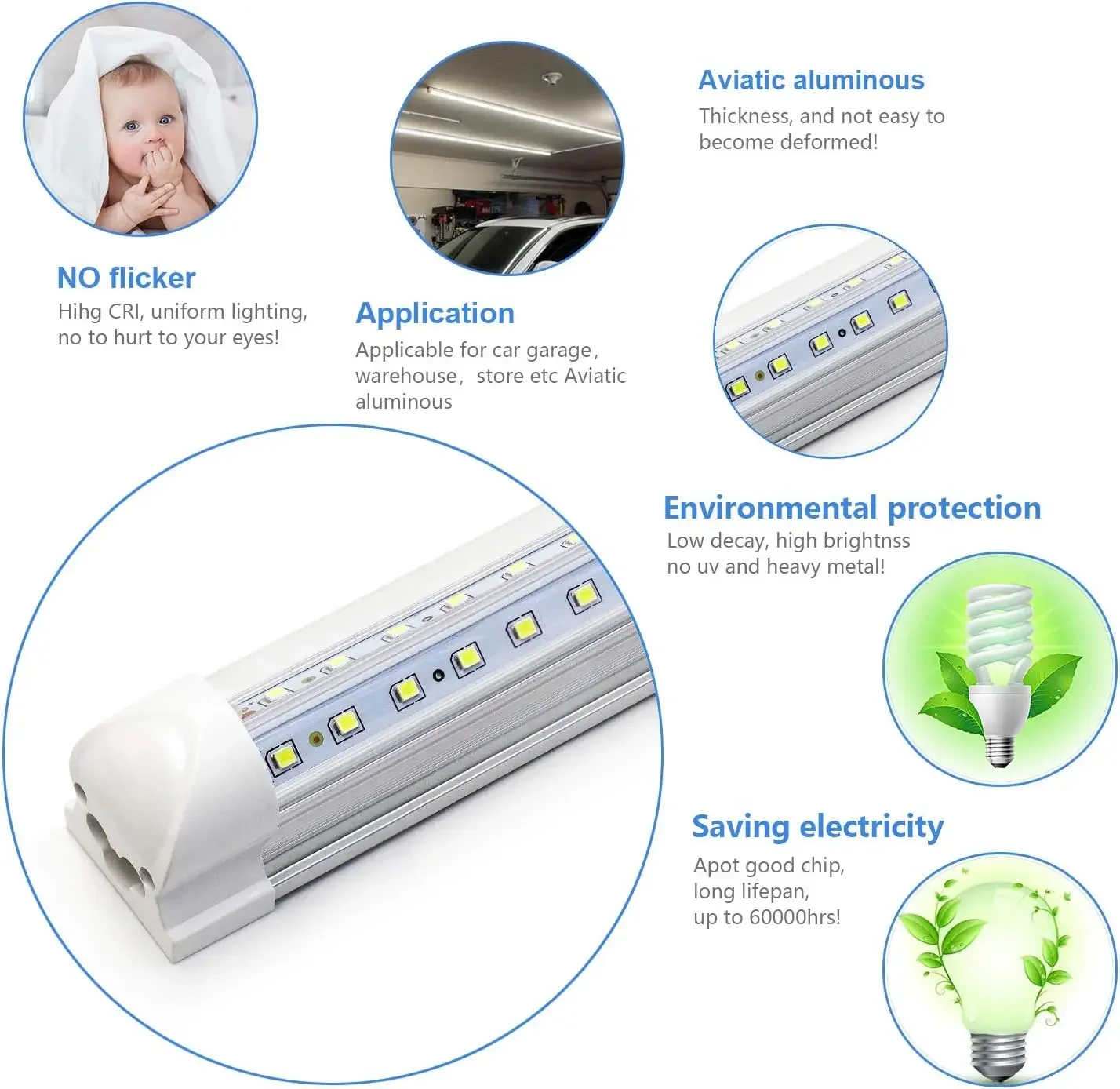 LED ショップ照明器具 - 90W T8 統合 LED チューブ ライト - 6500K 12000LM V 字型高出力