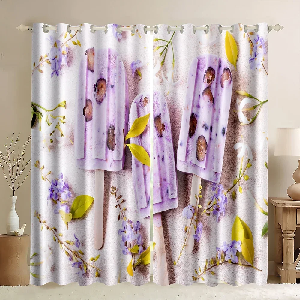 Fruits Window Curtains, Citrus Kiwi Lemon Leaves Apricot Watermelon Fresh Exotic Kitchen,Blackout Curtains for Living Room