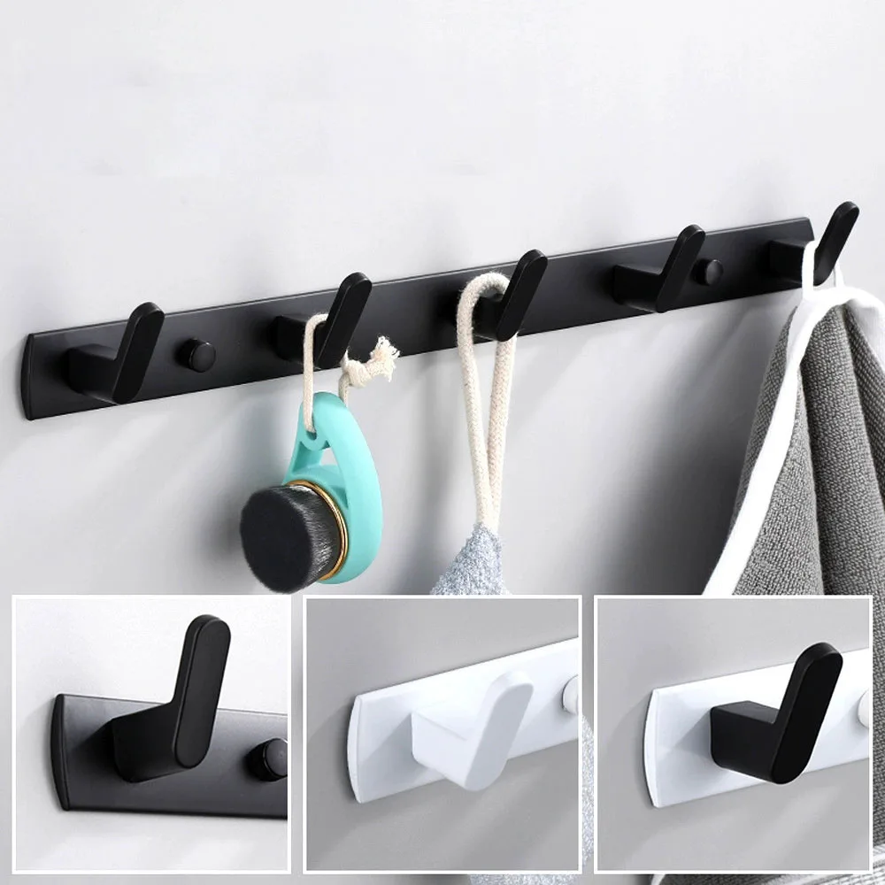 

Space Aluminum Towel Hook Bathroom Kitchen Wall Hanging Door back row Hook Coat Hanger Hardware Robe Hook Free Punch