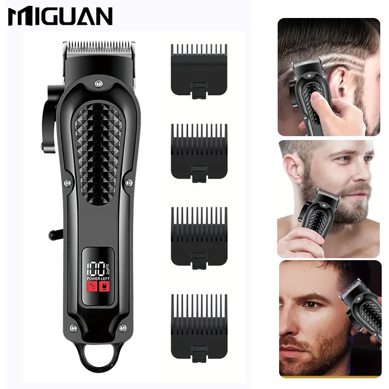 

Профессиональная мужская машинка для стрижки волос со светодиодным экраном, литиевая аккумуляторная батарея, USB-зарядка, беспроводной триммер с