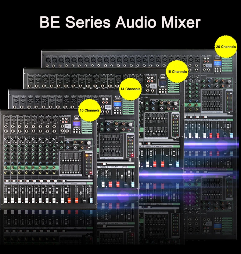 BE-18 Factory Best Selling 18 Channel Dj Professional Audio Digital Mixer Mixing Console