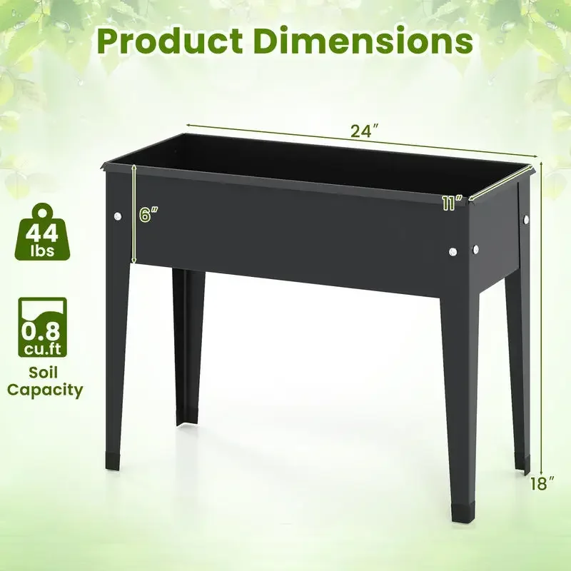 

Raised Garden Bed Elevated Metal Planter Box with Legs Drainage Holes-S