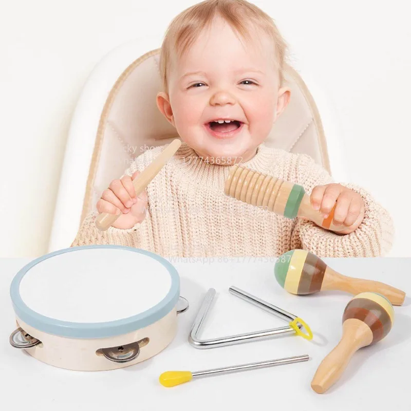 Wooden Set Children's Music Enlightenment Playing Piano Sandhammer Hand Bell