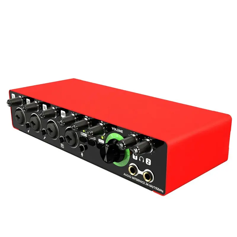 

Sensitive GAX-MD44 Professional Microphone Sound Card 24Bit 192Khz 4 Way Audio Interface For Podcast Recording Music Instrument