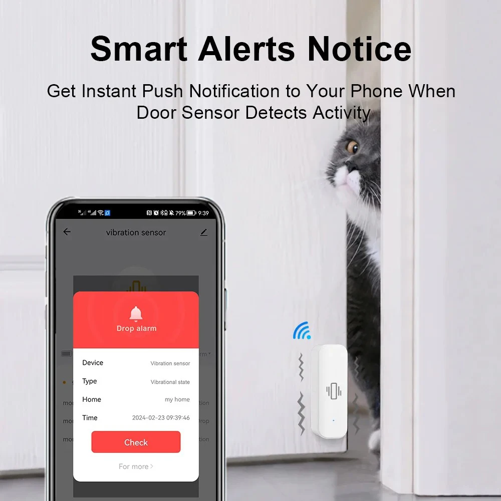 Imagem -02 - Ihseno-tuya Wifi Sensor Vibração Inteligente App Notificação Movimento em Tempo Real Alarme Detecção de Vida Registro Histórico
