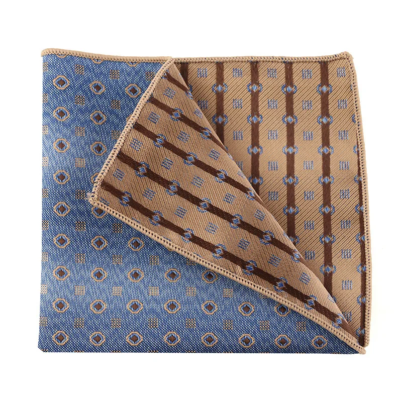 5PCS ผ้าเช็ดหน้าผู้ชาย 1200 เข็มความหนาแน่นสูง Elegant Retro ธุรกิจชุด Pocket Square
