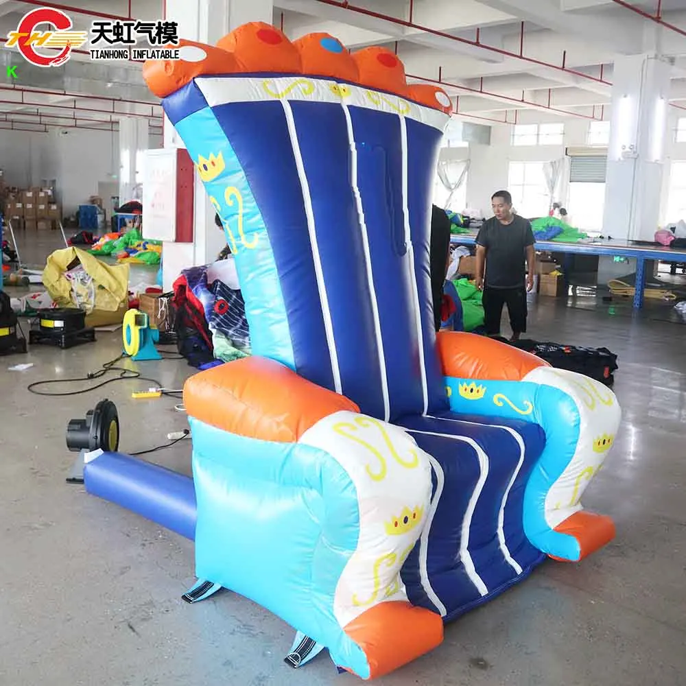Boys Theme Inflatable Bouncer Throne Chair with Blower Custom Made Giant Inflatable Chair Replica