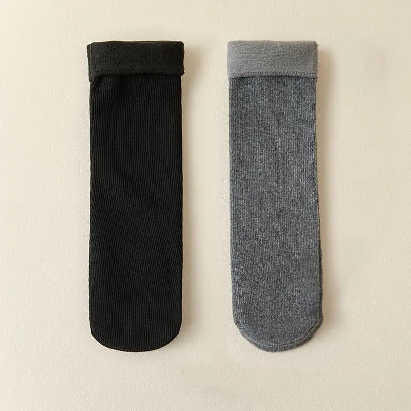 2 pares de Calcetines de invierno cálidos y gruesos de Color sólido para hombre, Calcetines de Cachemira resistentes al frío para Mujer, Calcetines para hombre