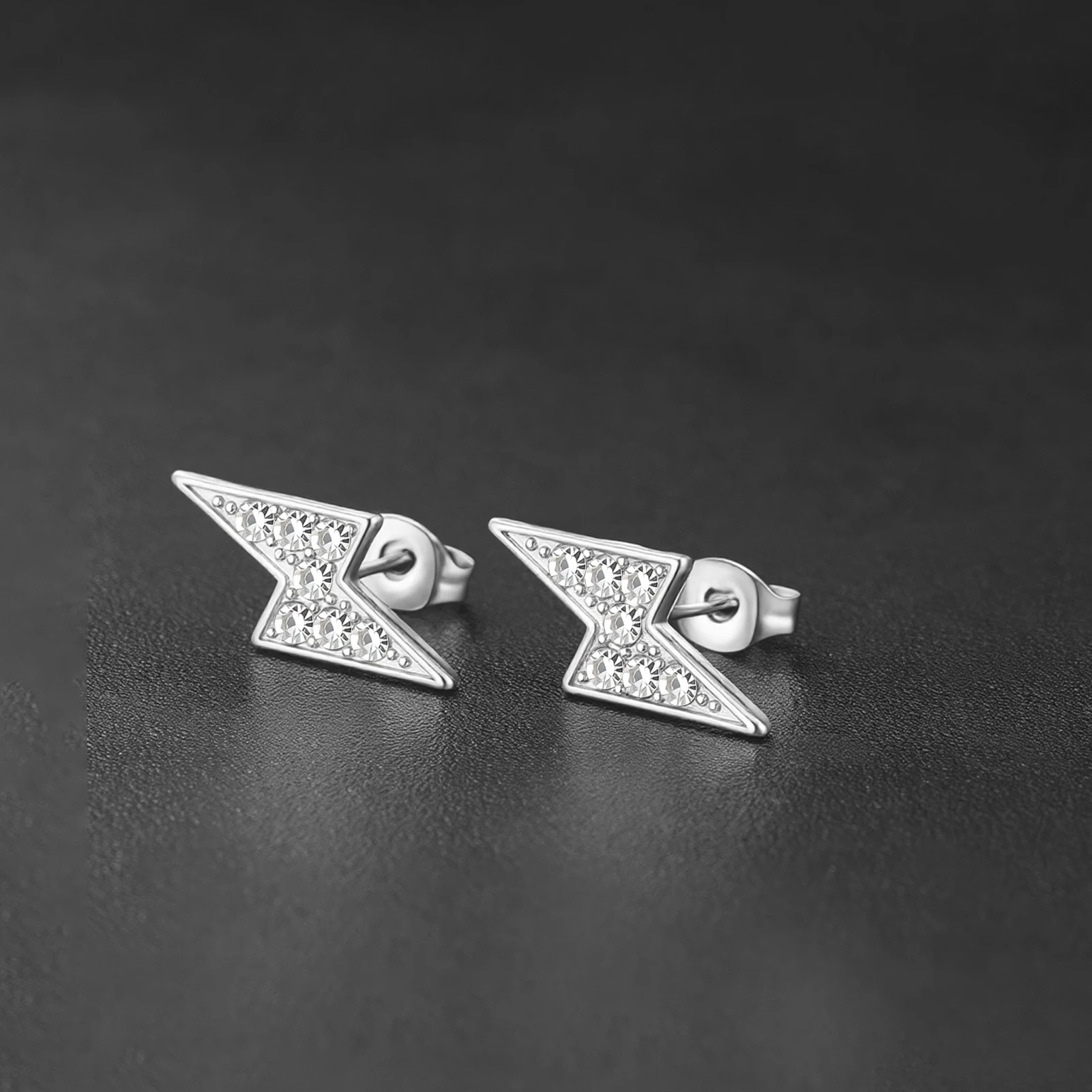 Eueavan 3D-Blitz-Strass-Ohrstecker, weiße Kristall-Donner-Ohrschmuck, Street-Edelstahl-Ohrringe, Geschenke, Großhandel – Detail 2