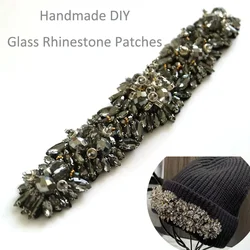 Luxury Glass Rhinestone patches for clothing Elegant DIY beaded Sew on parches appliques wedding dress waistband decoration